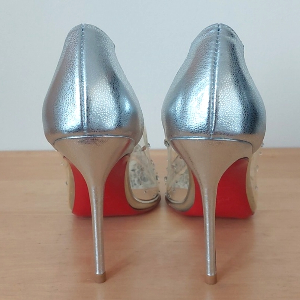 CHRISTIAN LOUBOUTIN Degrastrass 100 pump in transparent PVC decorated with cryst - Picture 4 of 16